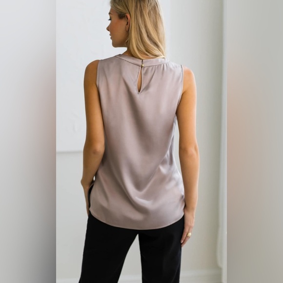 Ravella Giada Silk Shell Tank in Truffle size medium - Picture 3 of 7